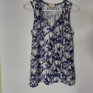 Women's Sleeveless Top by Michael Kors Blue & White Tie - dye Pattern Size M